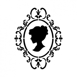 Pochoir Cadre et figurine, dumazel, france, blois, loir et cher, silhouette femme.