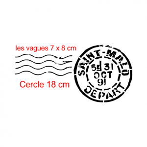 Pochoir Départ pur St Malo, bretagne, poste, timbre, nautique, france, fait main, blois, loir et cher.