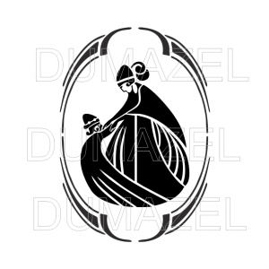 Pochoir femme et l'enfant. Art deco, art nouveau, france, rétre; blois, loir et cher, peinture sur meubles