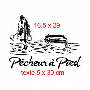 Pochoir Le pêcheur et sa barque, mer, plage, nautique, france, blois, loir et cher, fait main.