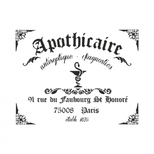 Pochoir apothicaire, dumazel, france, métier, affiche, enseigne, france, blois, loir et cher.
