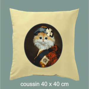 coussin chat écossais, costume, dumazel, dumasel, portrait, france, blois, loir et cher