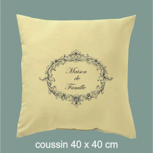 coussin maison de famille, dumazel, blason, decochic, france, blois, loir et cher, deco de charme
