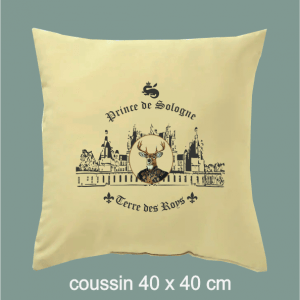 Coussin Terre des Roys des rois, dumazel chateau, chambord, chasse, cerf, dumazel, blois, france, sologne, loir et cher