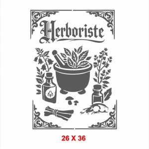Pochoir Herboriste verti
