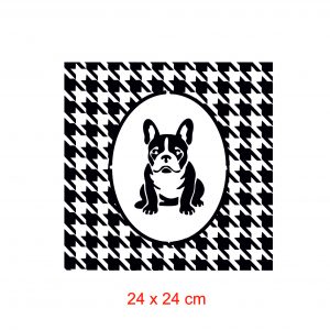 Pochoir woof Bouledogue français pied - poule
