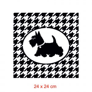 Pochoir woof scottish terrier pied - poule