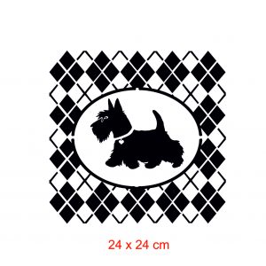 Pochoir woof scottish terrier losange