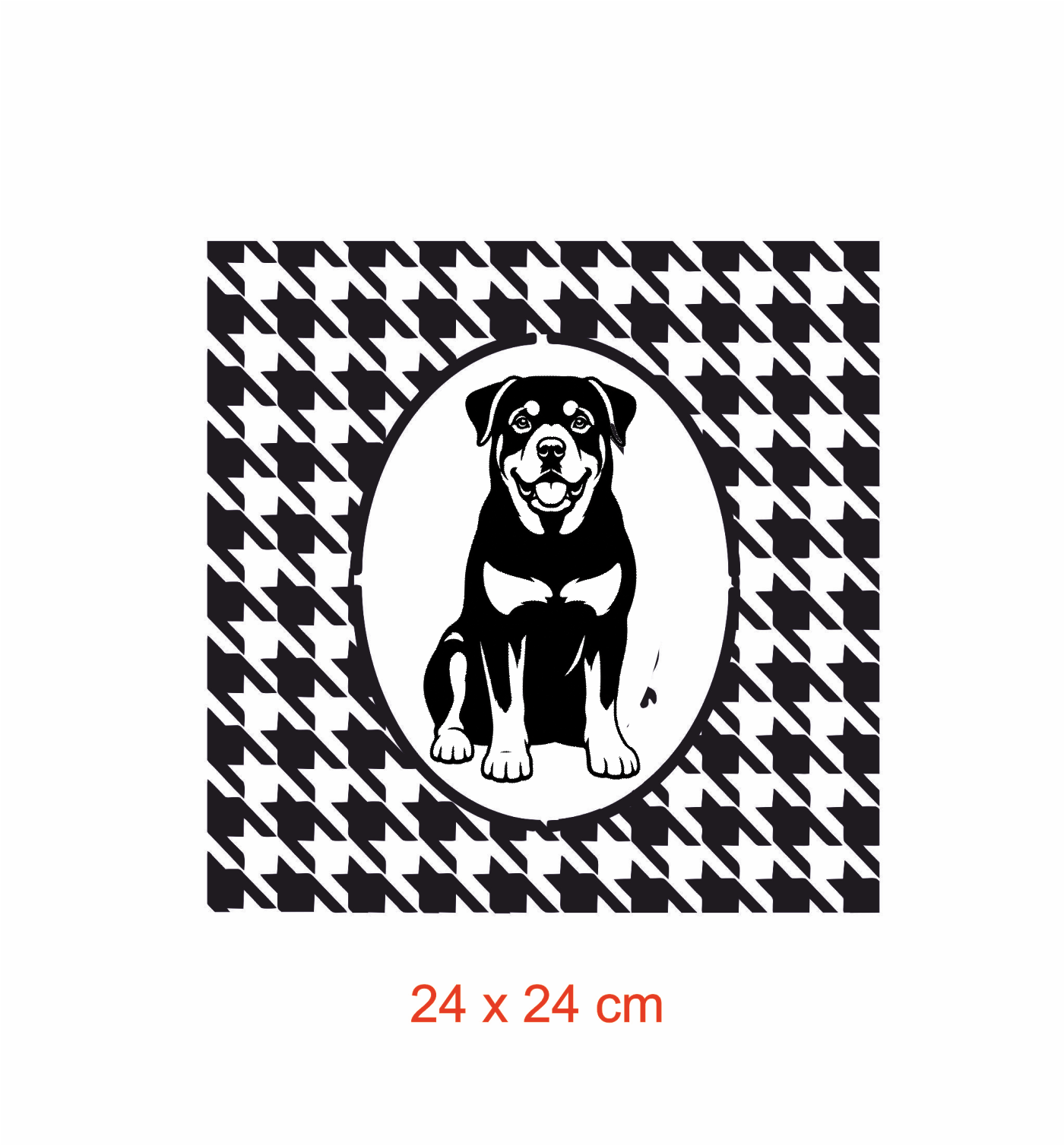 Pochoir woof Rottweiler pied - poule