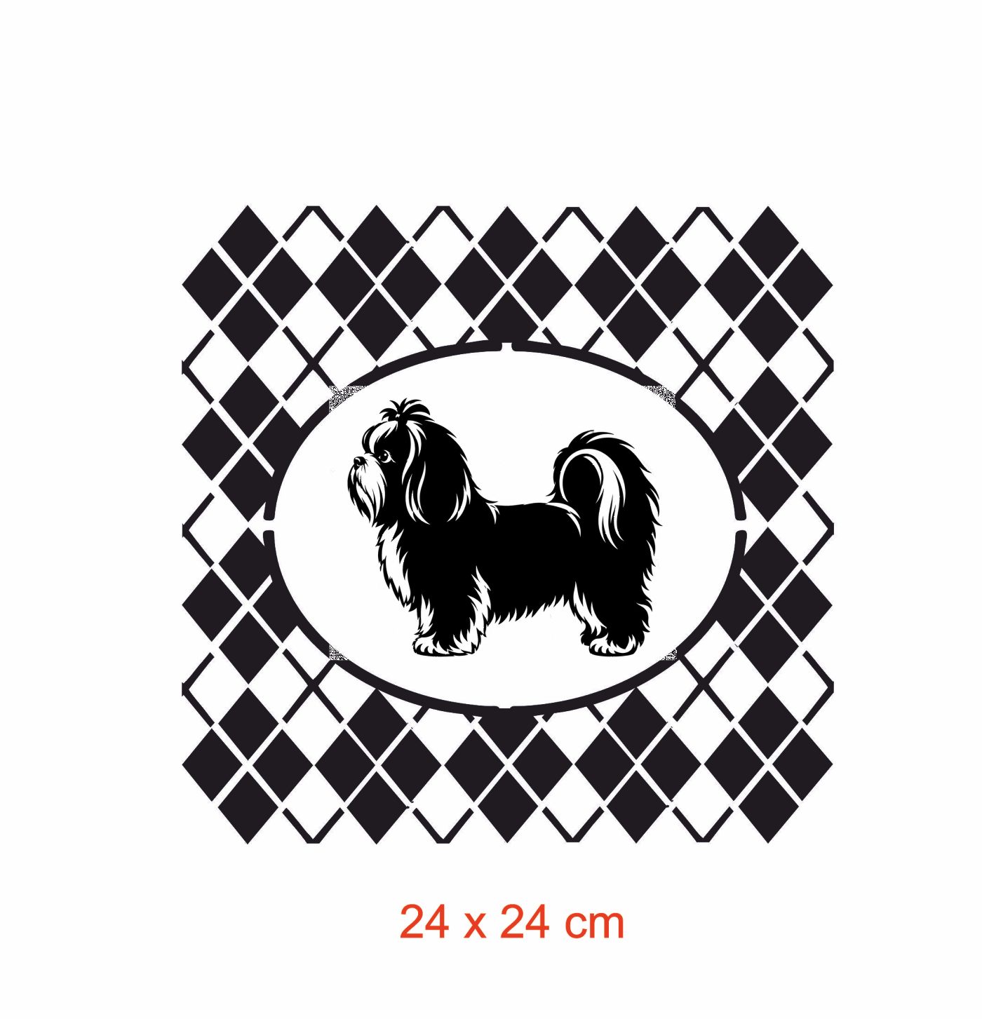 Pochoir woof shih tzu Losange