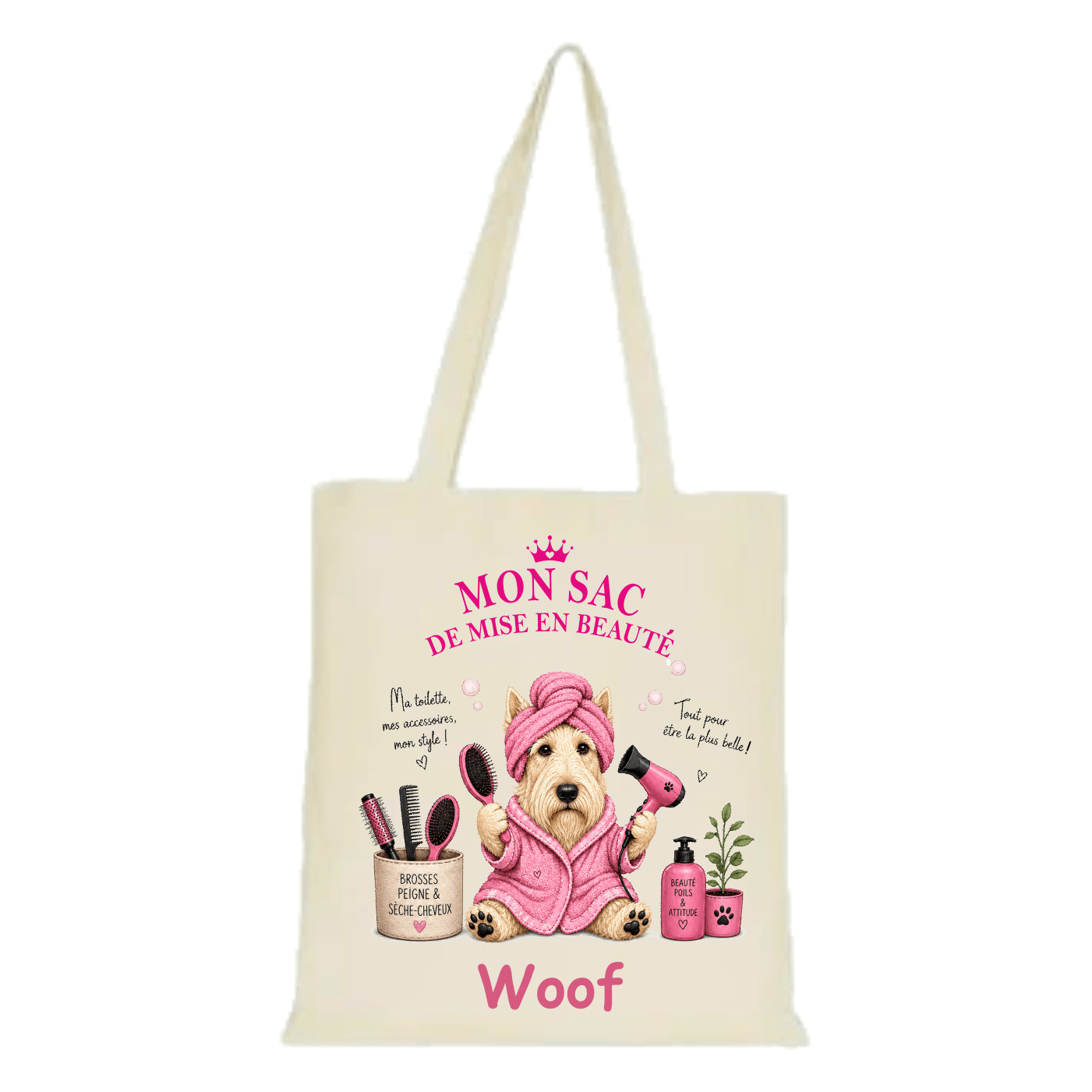 Tote bag rose scottish froment
