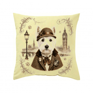 Housse de coussin Monsieur ou Madame Westie Sherlock