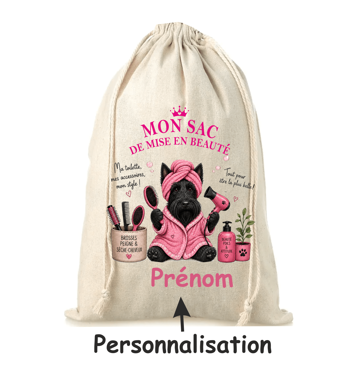 Pochon rose Schnauzer – vue 2