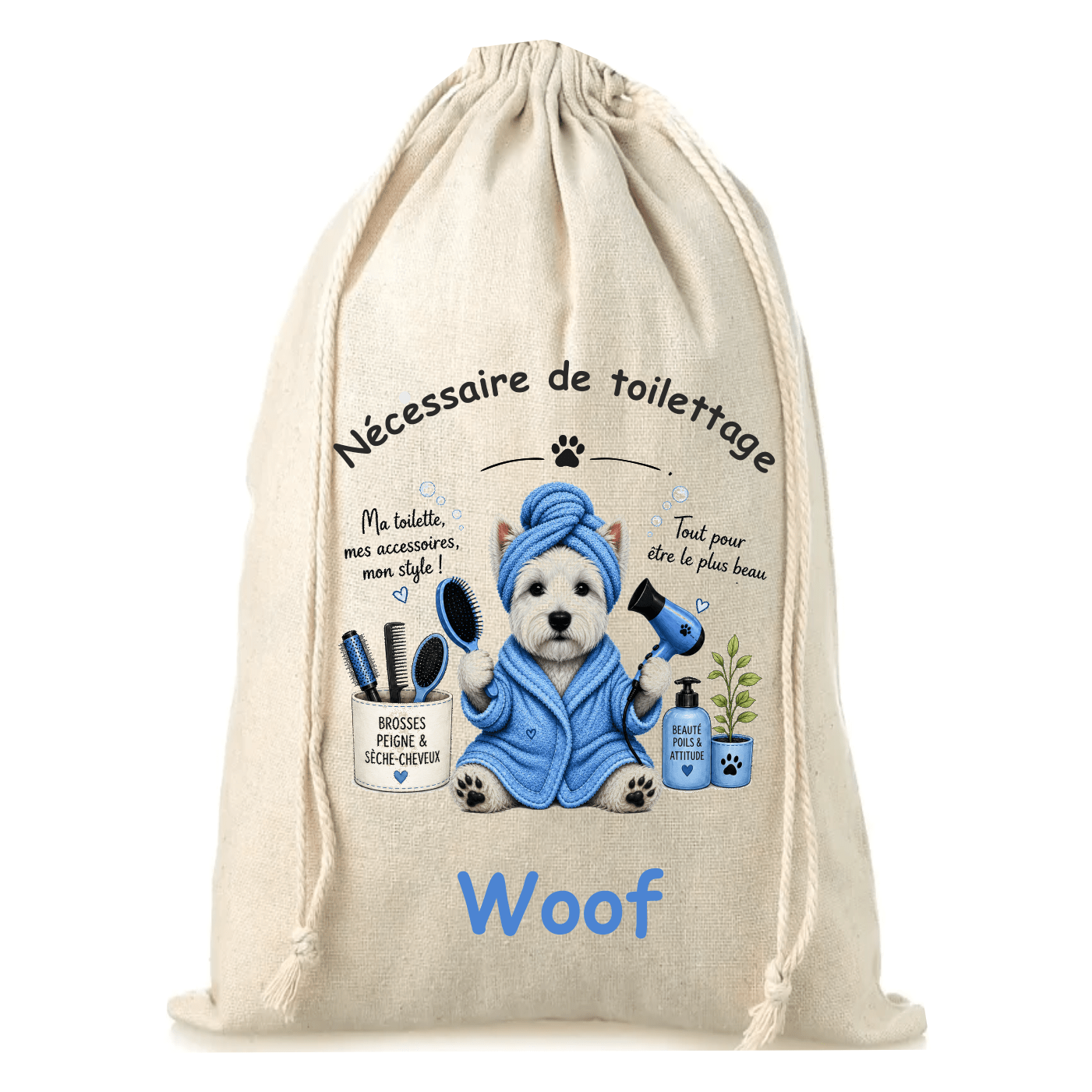 Pochon bleu Westie
