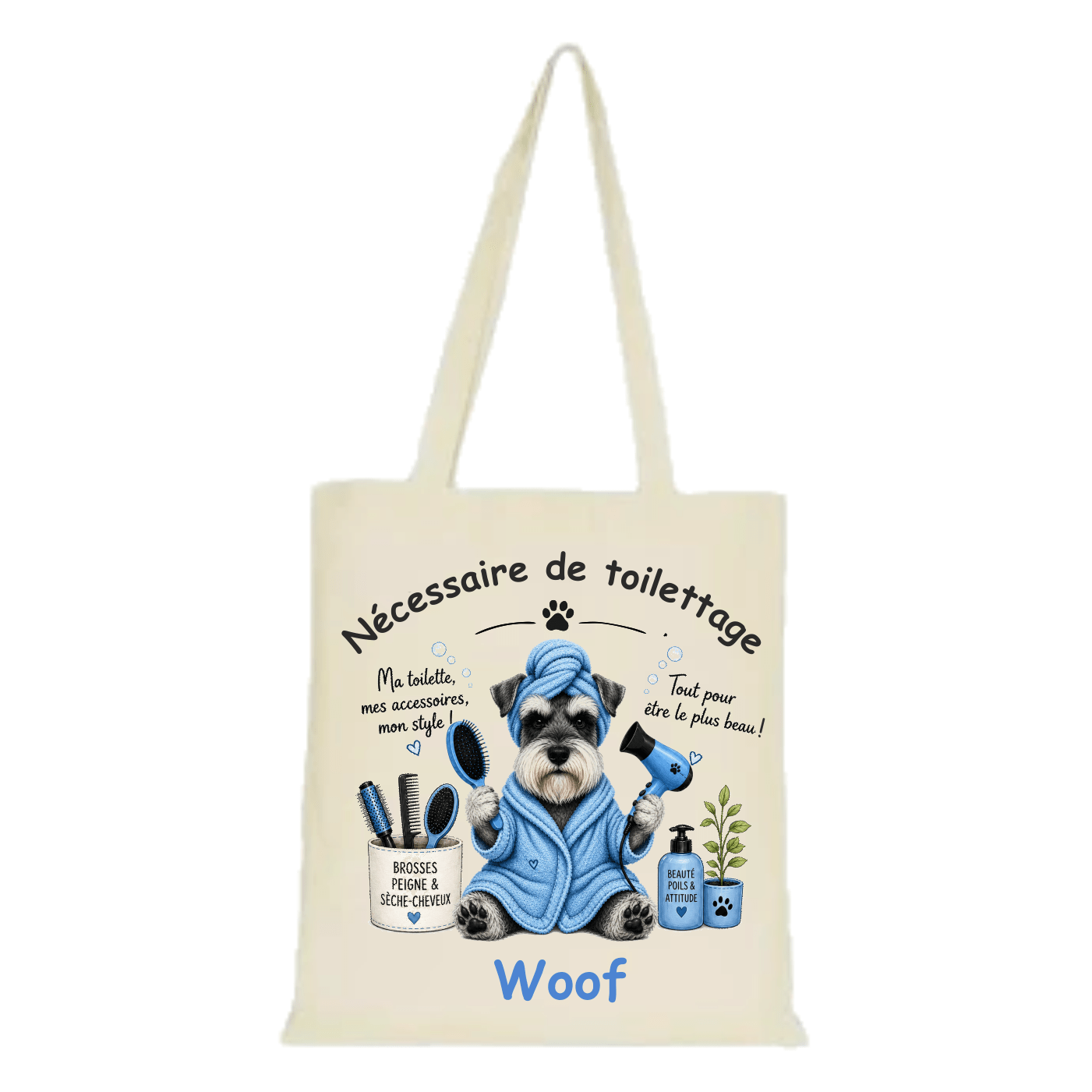 Tote bag bleu Schnauzer