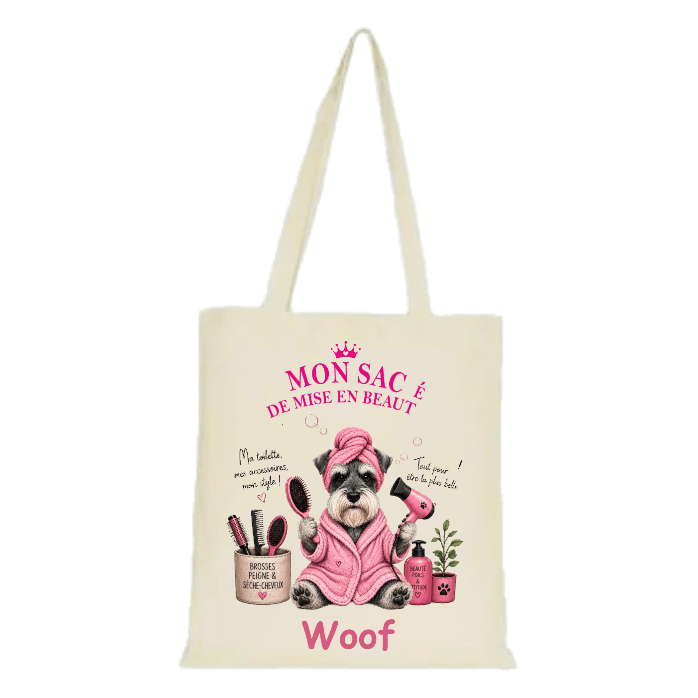 Tote bag rose Schnauzer