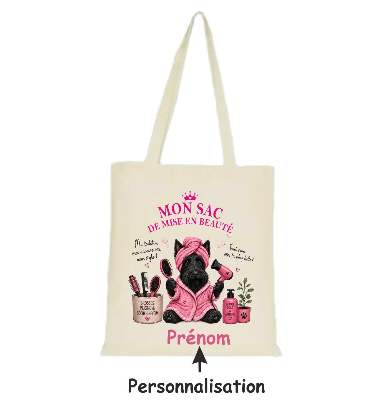 Tote bag rose Westie – vue 2