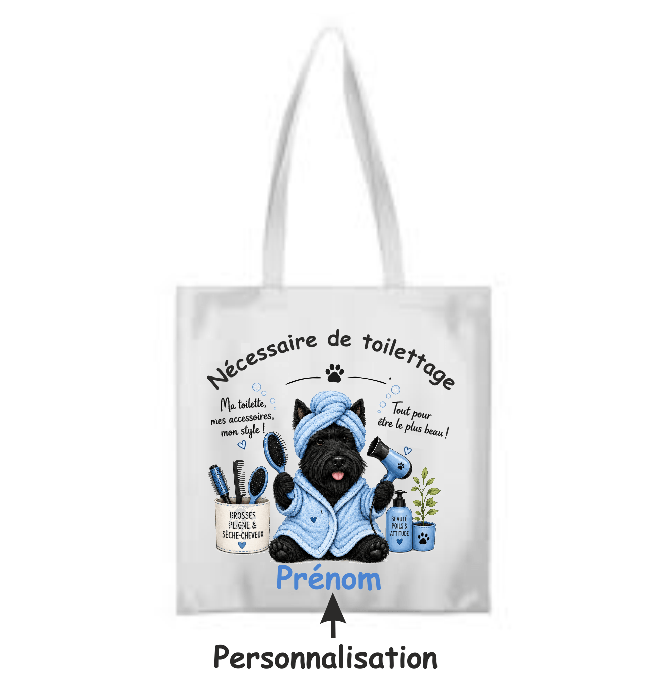 Tote bag bleu Westie – vue 2