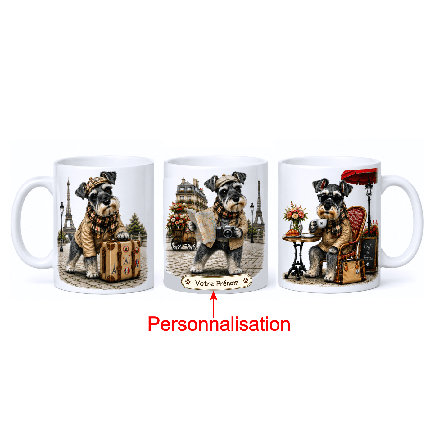 Mug Schnauzer Paris personnalisable ou pas – vue 2