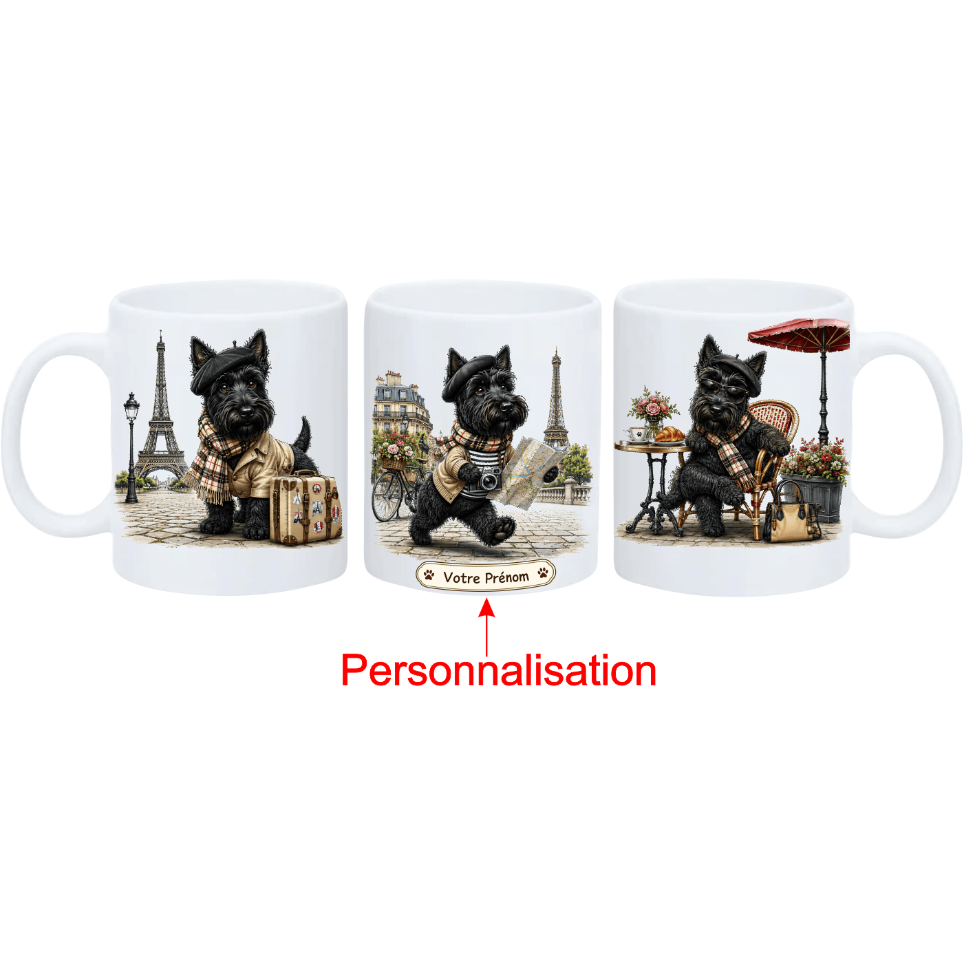 Mug Scottish noir Paris personnalisable ou pas – vue 2