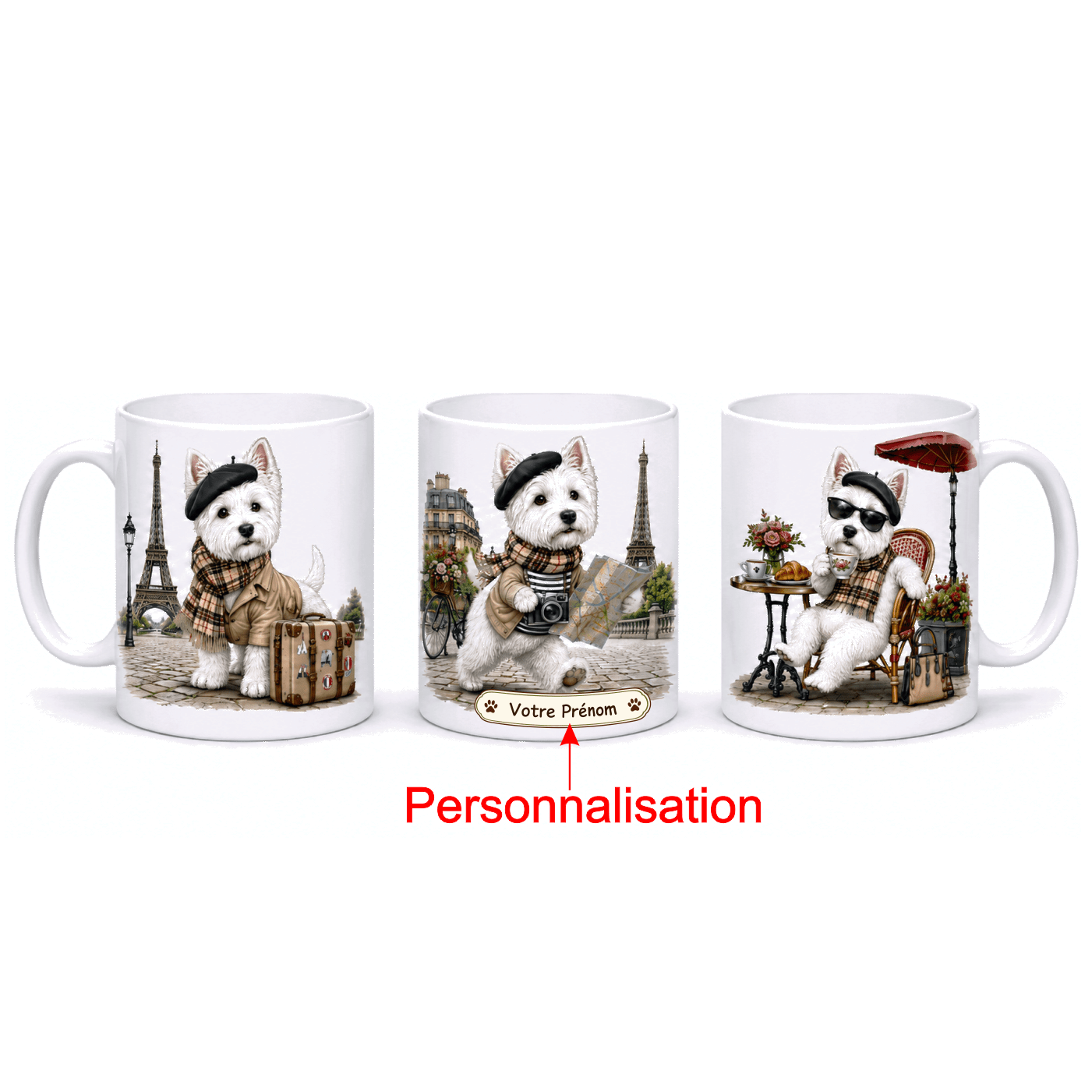 Mug Westie Paris personnalisable ou pas – vue 2