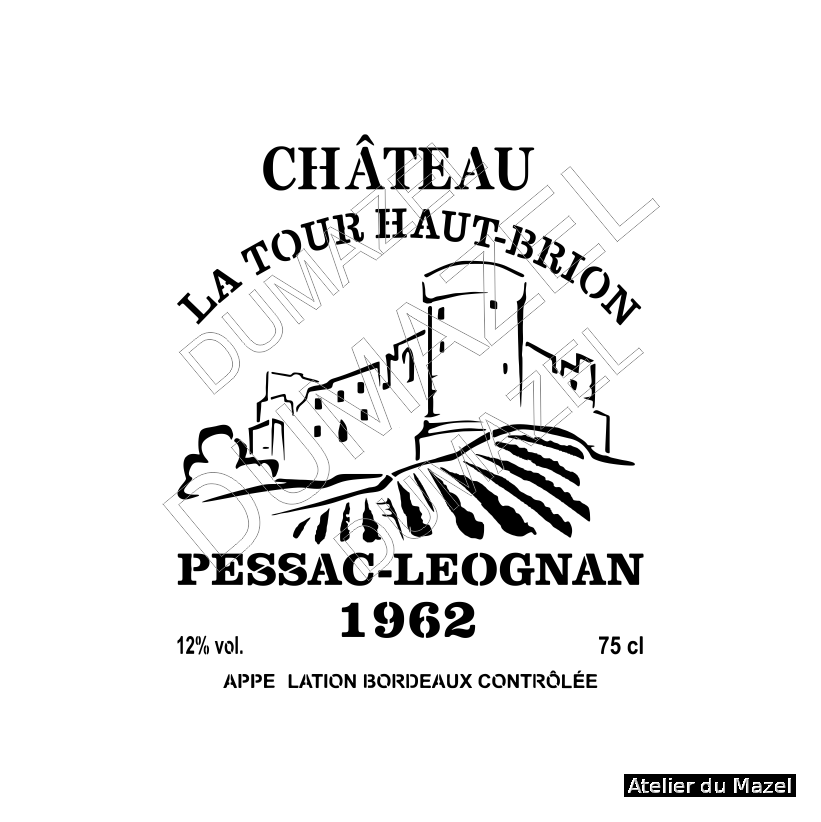 Pochoir Tour Haut Brion, france, blois, loir et cher, vignoble, peinture meuble