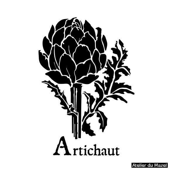 Pochoir Artichaut, légume, bretagne, france, blois, loir et cher.