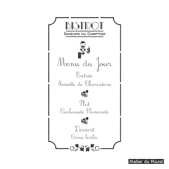 bistro, enseigne, menu, dumazel, dumasel, france, fait main
