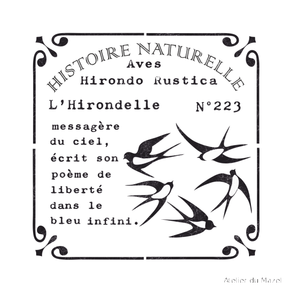 Pochoir les hirondelles, faune et flore, insecte, campagne, dumasel, dumazel, france