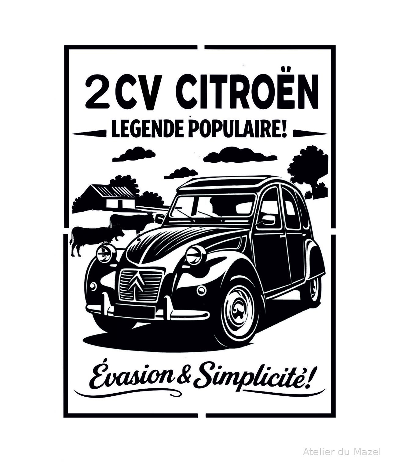 Pochoir affiche "La 2CV"