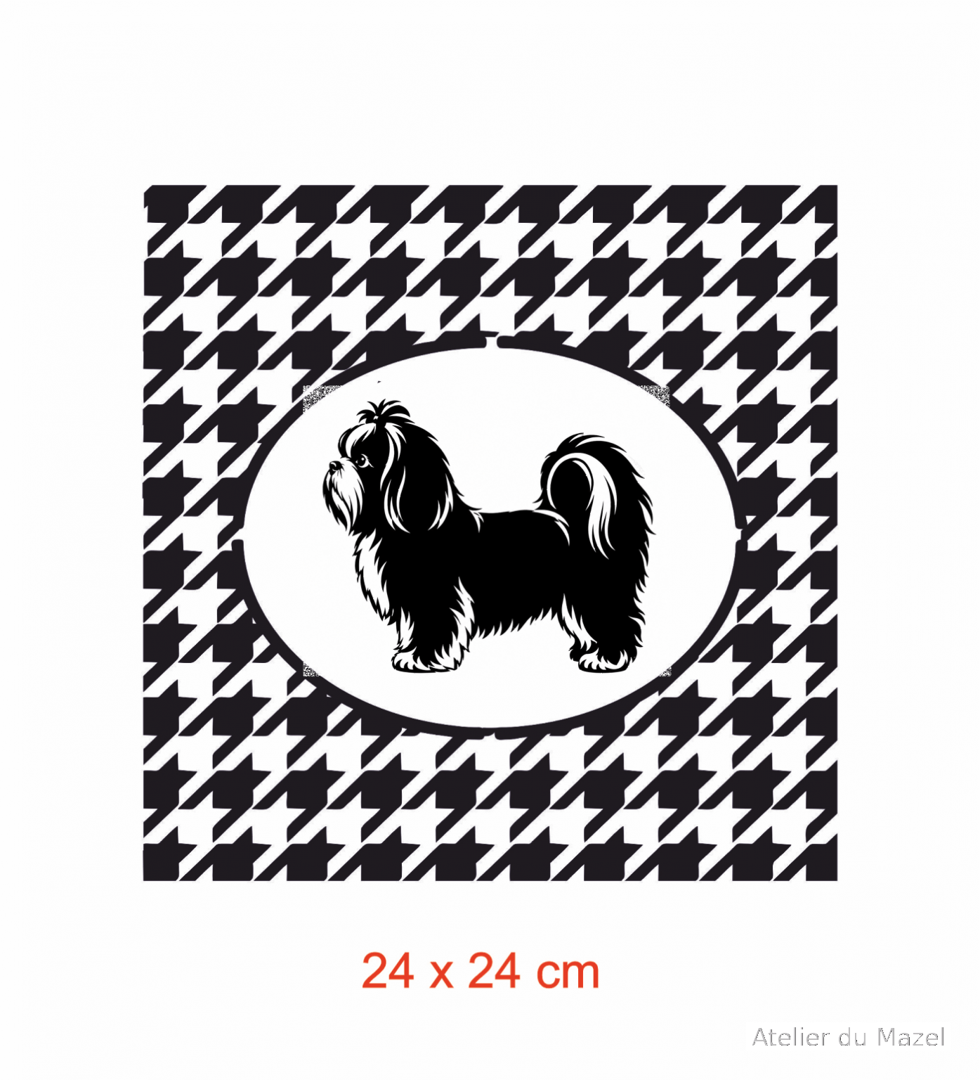 Pochoir woof Shih tzu pied - poule