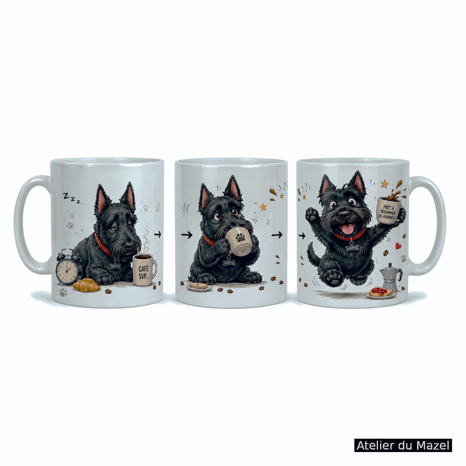 Mug Scottish noir café du matin, personnalisable ou pas