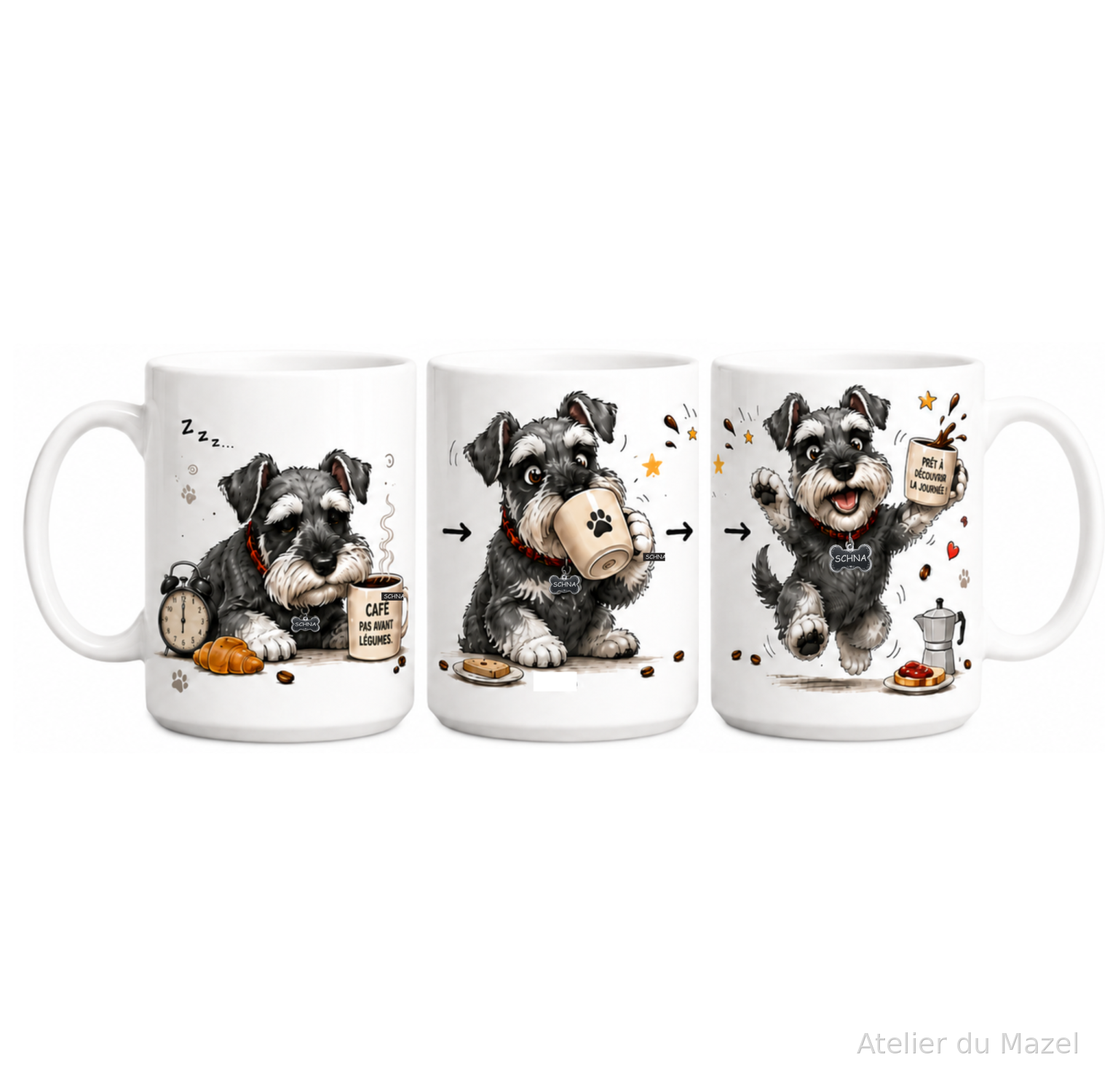 Mug Schnauzer café du matin, personnalisable ou pas