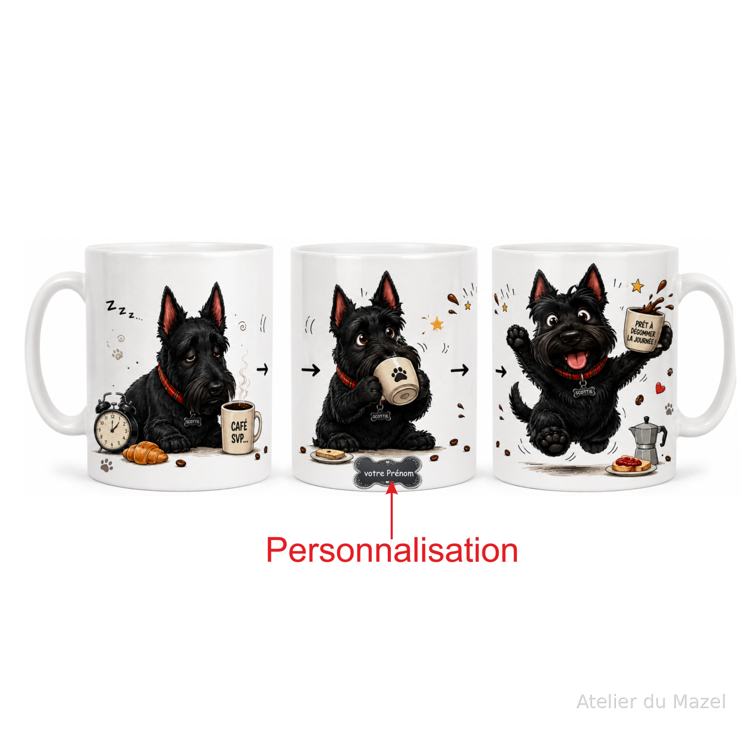 Mug Scottish noir café du matin, personnalisable ou pas – vue 2