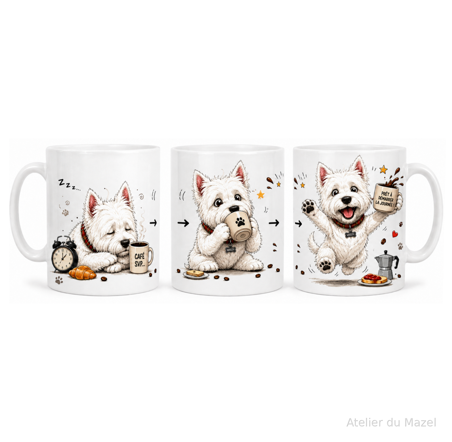 Mug Westie café du matin, personnalisable ou pas