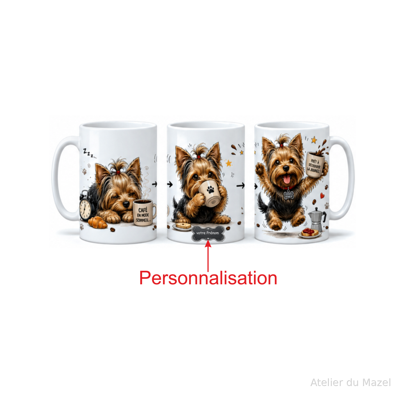 Mug Yorshire café du matin ,personnalisable ou pas – vue 2