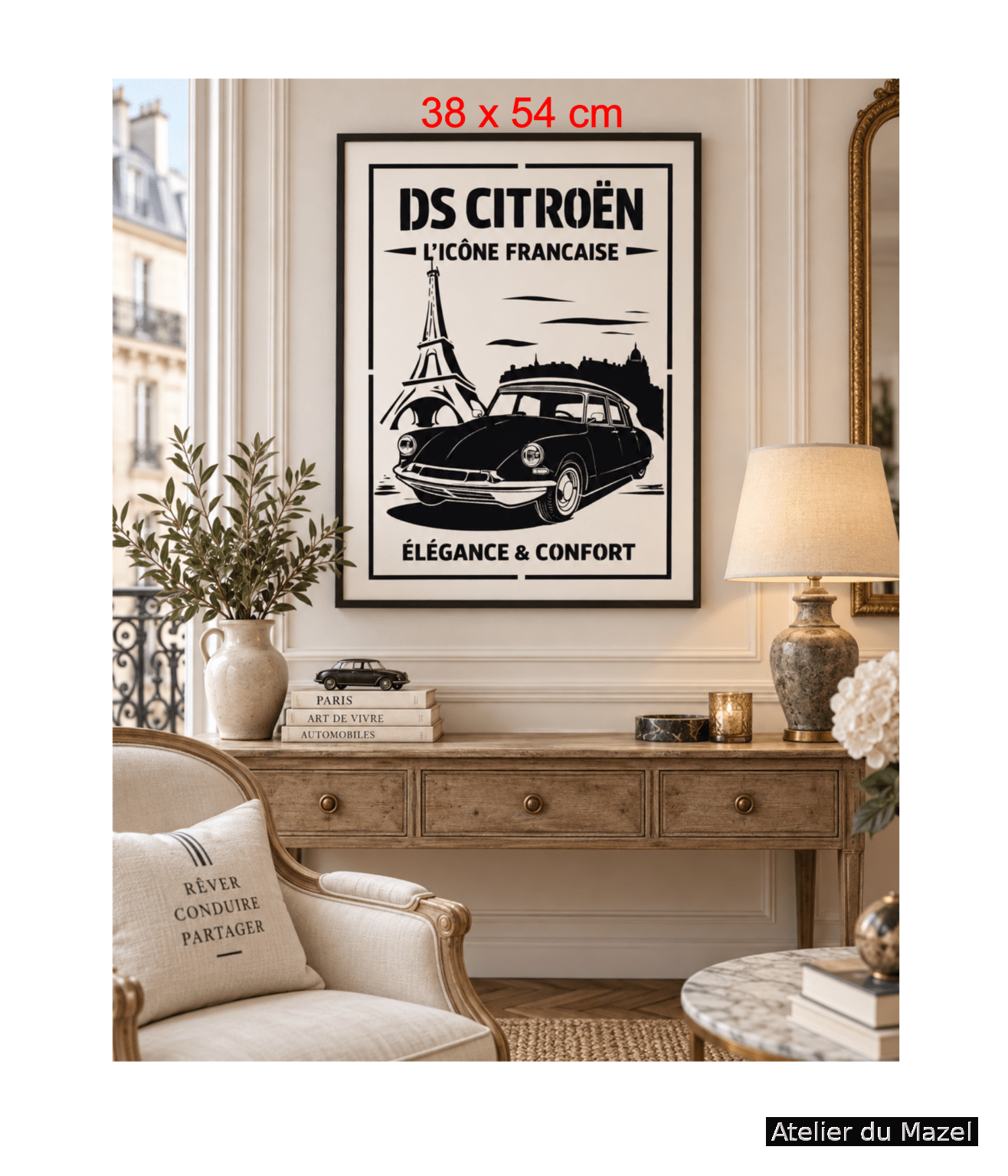 Pochoir Grande affiche "La DS Citroën " 38 cm x 54 cm – Image 2